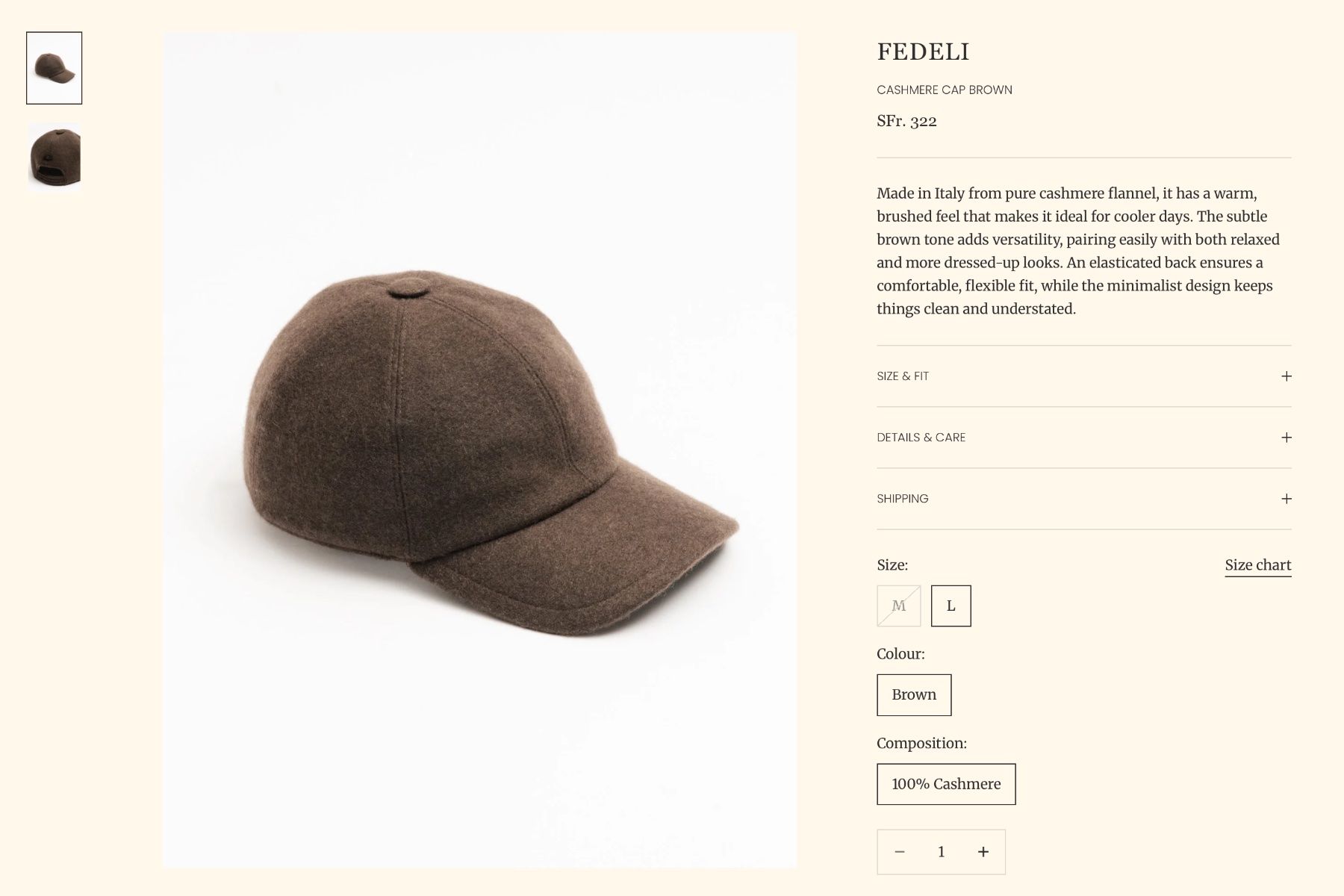 Copricapi, berretti & cappellini: Fedeli Cashmere Cap, Grösse S, Braun – Nuovo (secondo la descrizione) da Basel venduto da 4056BSL 5