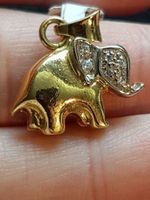Elefant 750 Gold Anhänger mit Kristallen