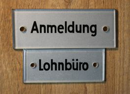 2 Glasschilder"Anmeldung Lohnbüro"