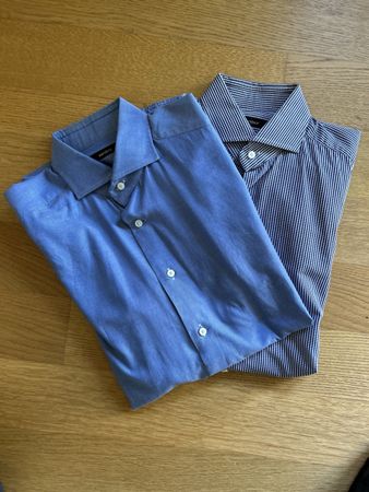 2 Windsor Herrenhemden blau und kariert Gr. 39 Shaped Fit