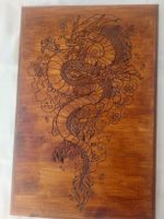 Holzbild Drachenmotiv braun Grösse 48x32 cm