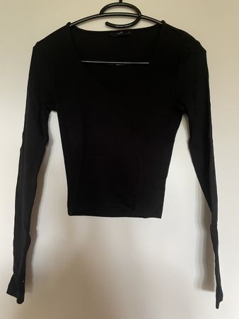 Langarmshirt schwarz gerippt