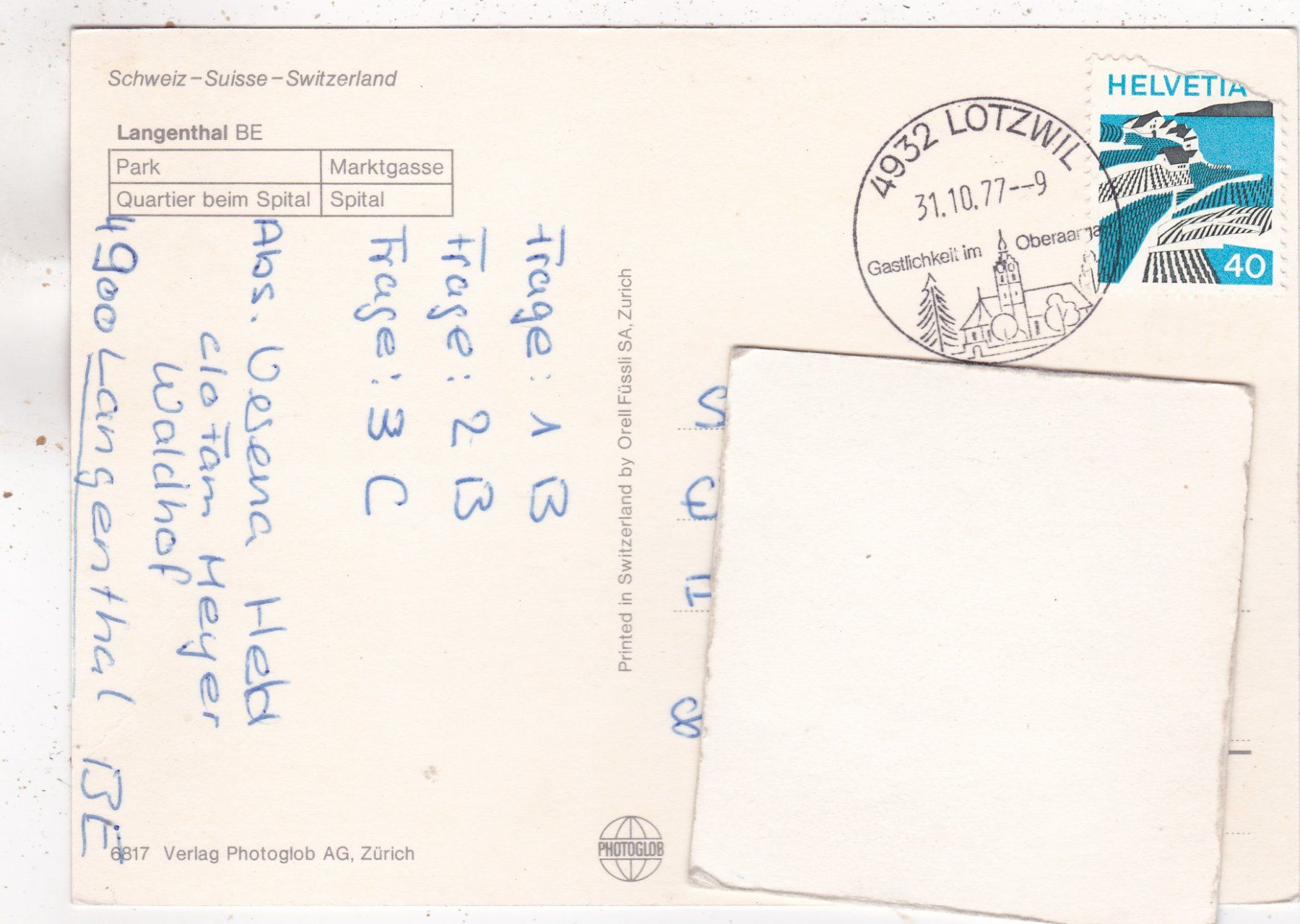Cartes postales: Langenthal 1977 – D'occasion à Herisau par Lisegrat2008 1