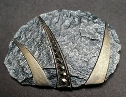 Brosche Silber 825 und Gold, mit Markasiten, um 1960-70