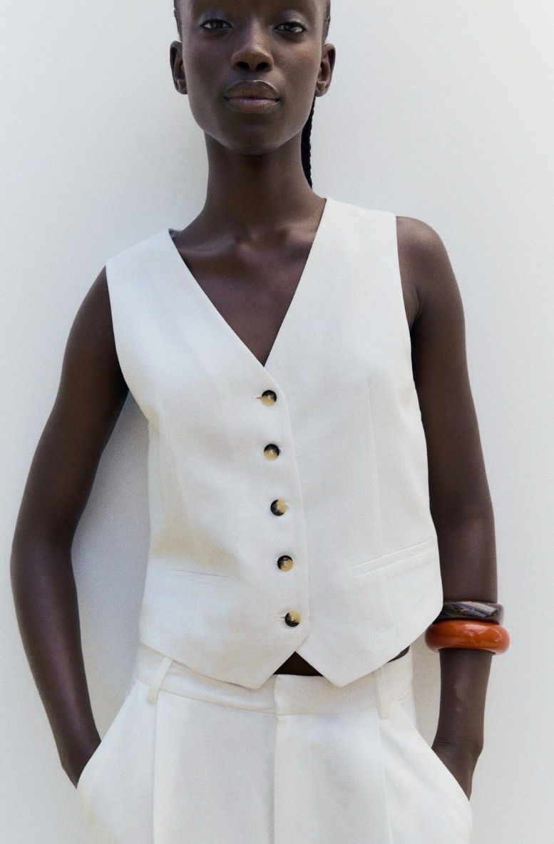 Zara Top: ZARA Weisse Leinenweste, Grösse M, – Nuovo (secondo la descrizione) da Zumikon venduto da nat_96zs