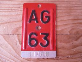 Velonummer Fahrradnummer AG 63