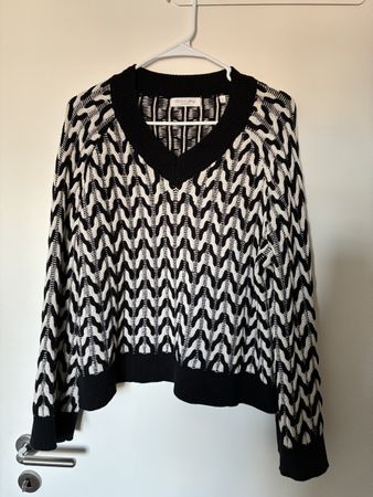 Christian Berg Strickpullover Gr. L Schwarz/Weiss 