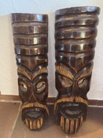 Zwei geschnitzte Holzmasken Lampen guter Zustand