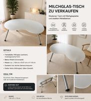 Moderner Milchglastisch mit Chromgestell – 160 × 90 cm