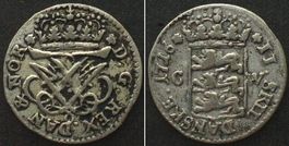 GLÜCKSTADT 2 Skilling 1716 CW, FREDERIK IV. Billon SELTEN!