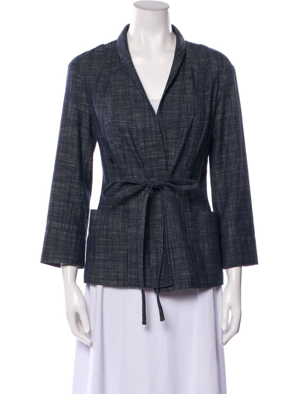 Dior Giacche: Christian Dior Fall 2021 Navy Textured Tie-Front Jacket FR40 – Usato da Dübendorf venduto da ChicReEdition