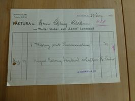 Lommiswil Faktura der Restaurant Lamm 27.Aug. 1951
