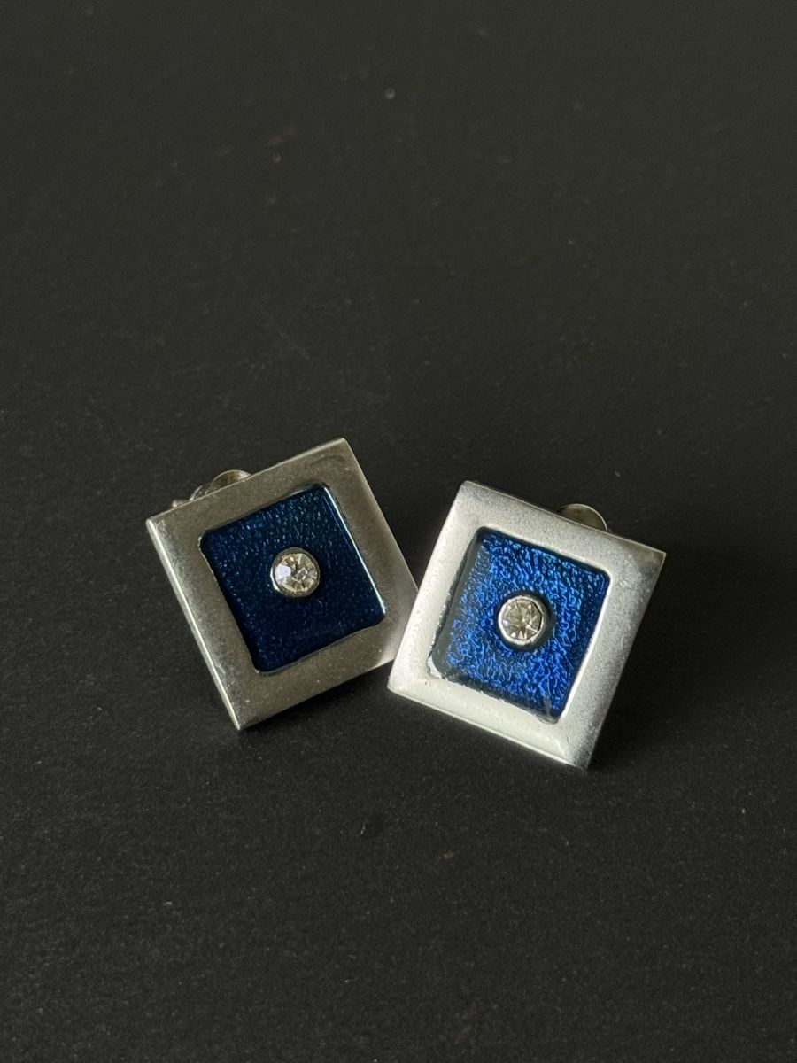 Orecchini pendenti & Orecchini a lobo: Ohrstecker quadratisch silberfarben blau – Usato da Zürich venduto da PrinceZuko
