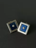 Ohrstecker quadratisch silberfarben blau