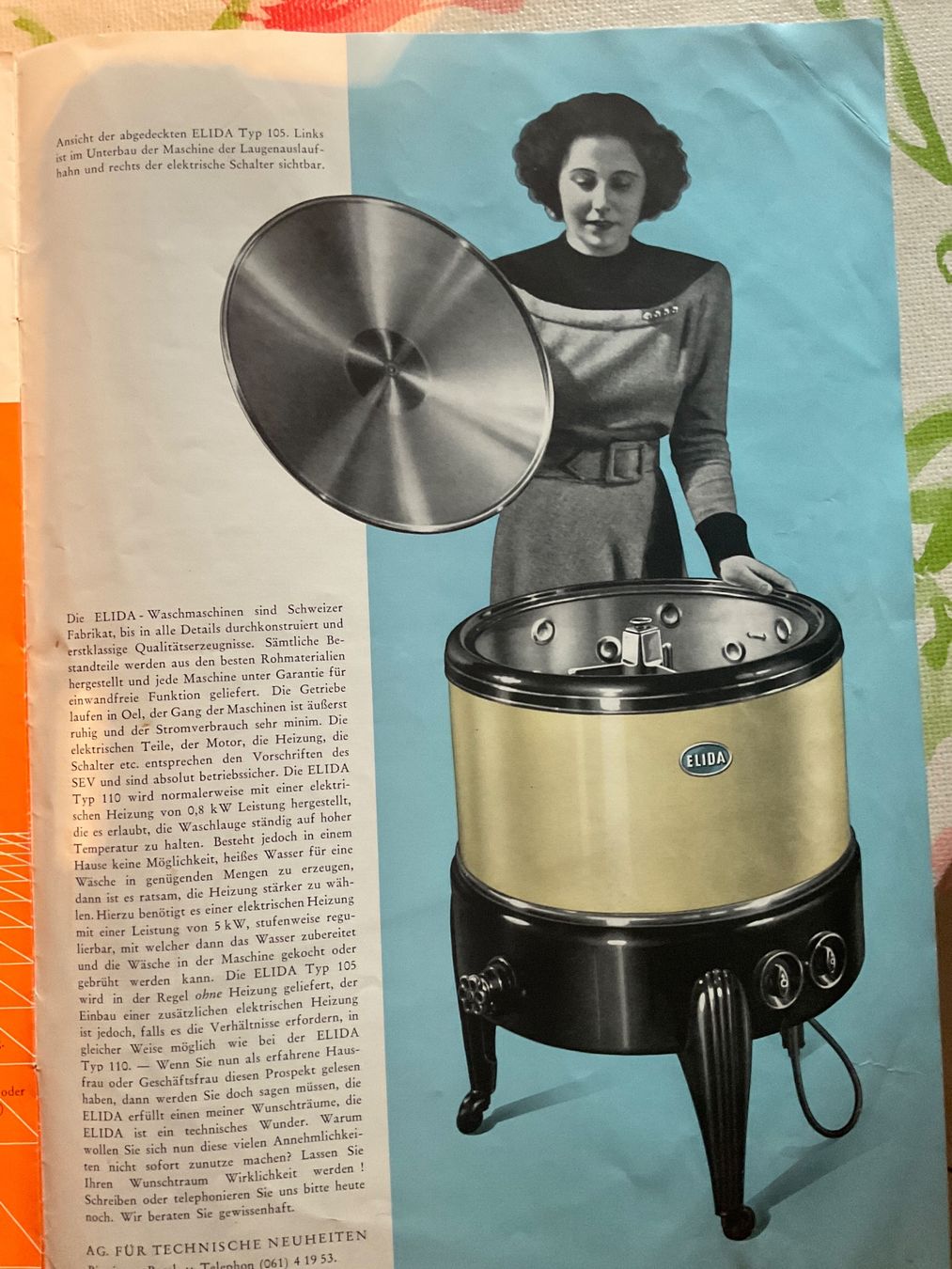 Documenti: Originale ELIDA Waschmaschine, Original Prospekt 1945 – Usato da Tecknau venduto da bleilaus 2