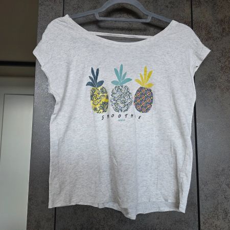 🐸 T-SHIRT " ANANAS " S SMOOTHIE ADDICT HELLGRAU