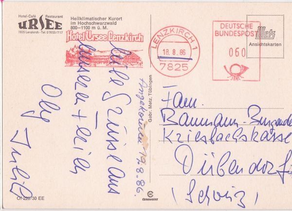 Cartoline postali: Lenzkirch, Hotel-Cafe Restaurant Ursee – Usato da Frauenfeld venduto da POML 1