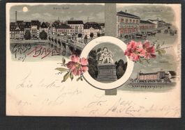Litho, Gruss aus Basel , 3 Bild  , 1902