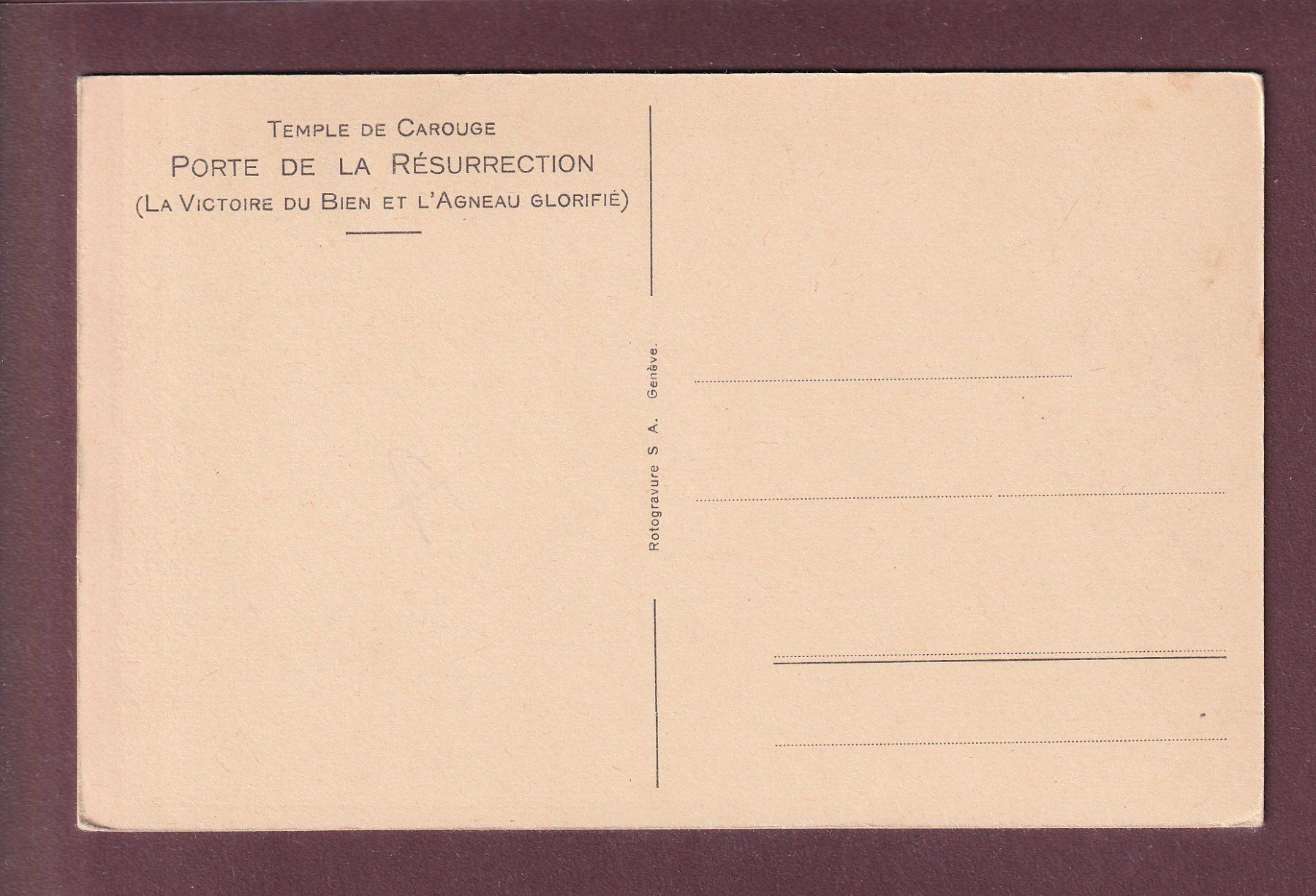 Cartoline postali: Temple de CAROUGE - Porte de la Résurrection – Usato da Pully venduto da nicecards 1