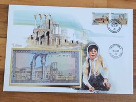 Noten-Brief mit Bankfrischer 10-Livres Banknote von Libanon
