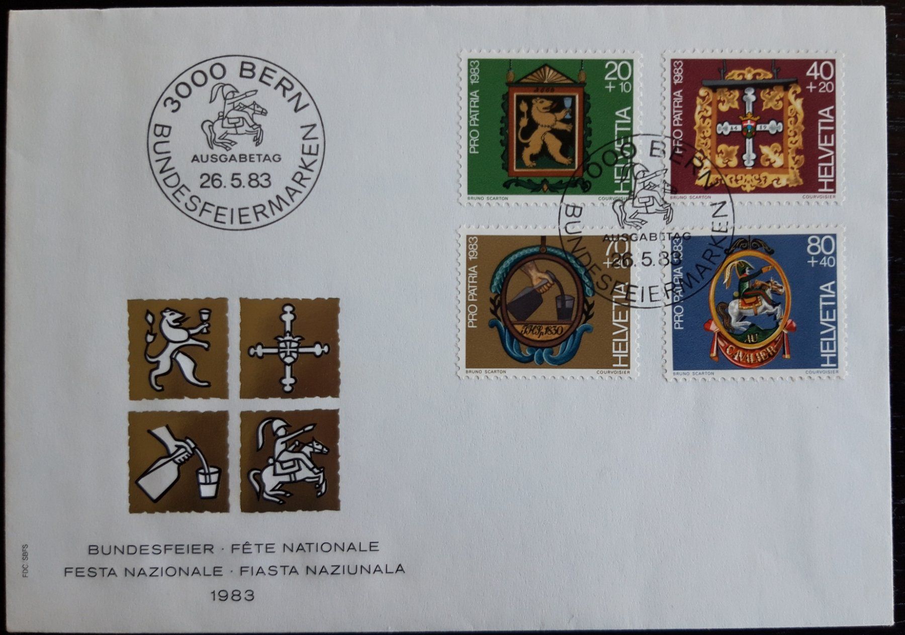 Alle Briefmarken: Pro Patria Ersttagbriefe 1983/4 – Gebraucht aus Buus von papillon098 1