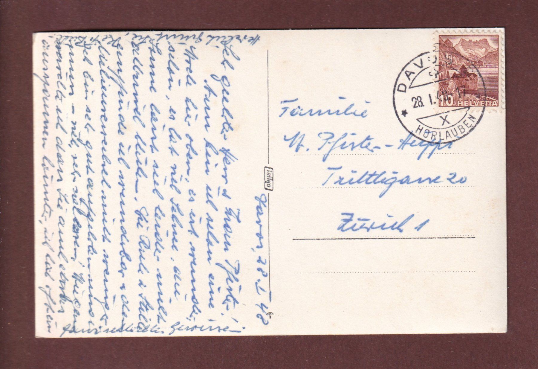 Ansichtskarten: Bei DAVOS - 1948 – Gebraucht aus Pully von nicecards-shop 1