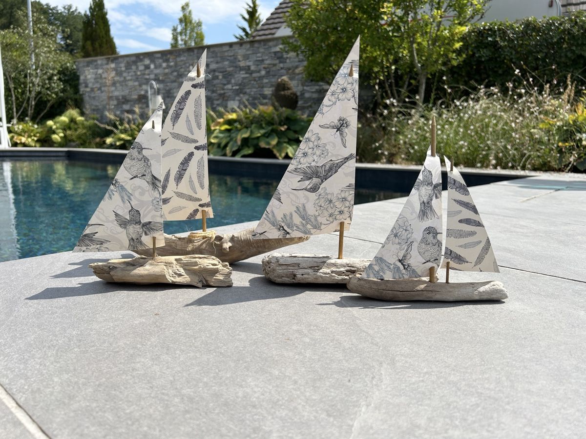 Tutte le decorazioni: 4 Schwemmholz Schiffchen Segelboot  – Usato da St. Urban venduto da uschi73