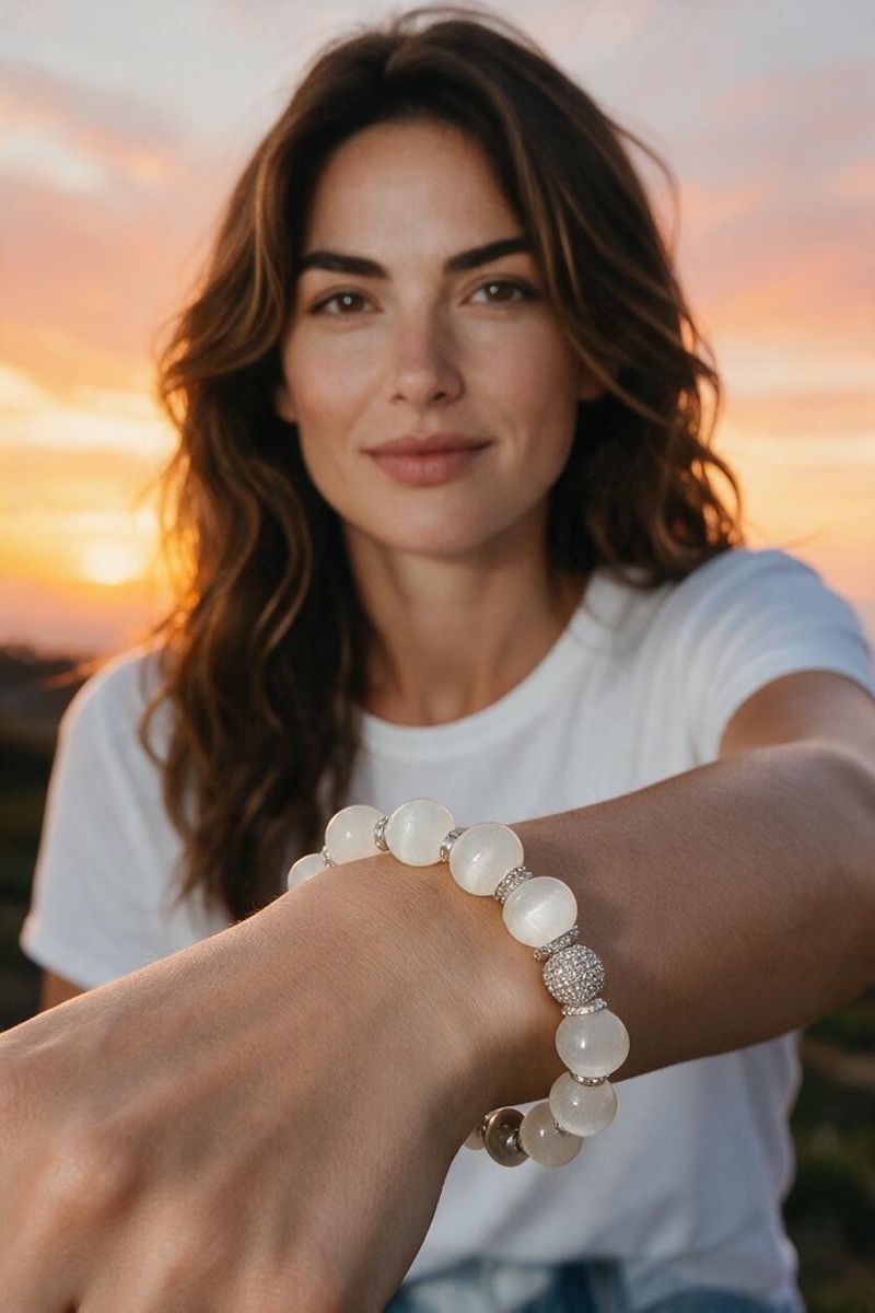 Armbänder & -reifen: Armband mit Selenit Perlen  – Neu und originalverpackt aus Kriens von Hortensie6 4