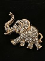 Goldener Elefant Brosche mit Strass, Vintage Stil neu