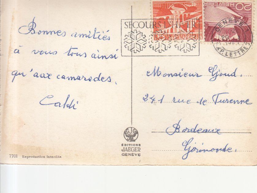 Cartoline postali: Genève 1953 – Usato da Bürglen TG venduto da StampGraf 1