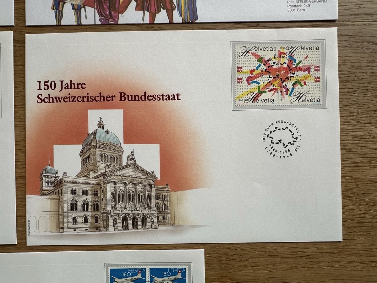 Tutti i francobolli: Schweiz - 5 FDC im Grossformat mit illustriertem Couvert sel – Usato da Schmitten / FR venduto da Samsara169 4
