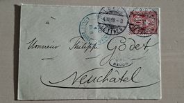 Enveloppe ancienne timbre Suisse 1888 état correct