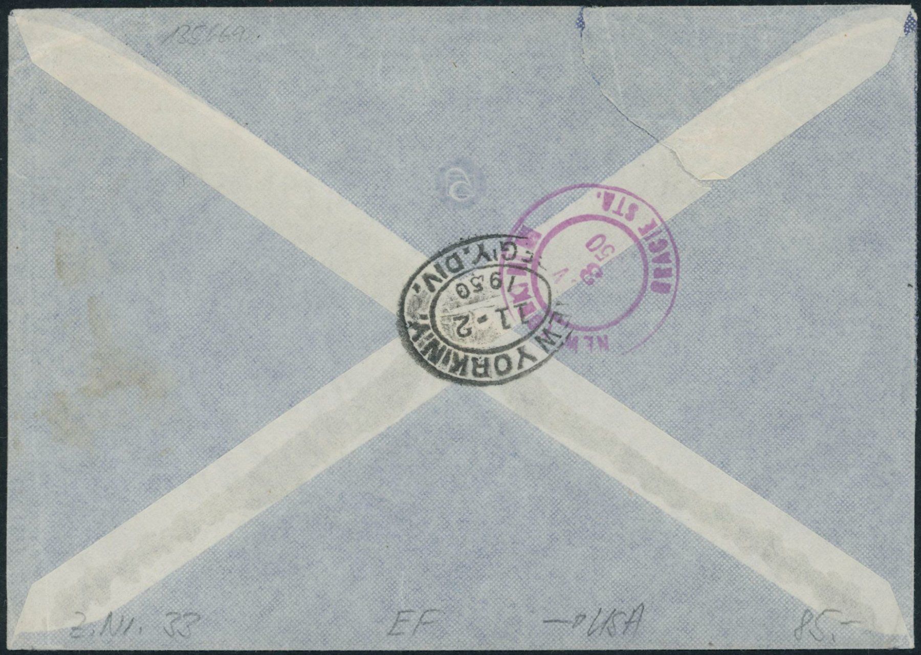 Tutti i francobolli: 1950 - Flugpost - Brief - EF - nach USA – Usato da Schindellegi venduto da leecollect 1