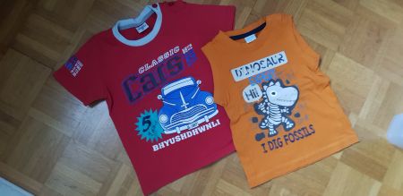 2er Set T-Shirts Sommer Gr. 86 Cars und Dinosaurier Motiv