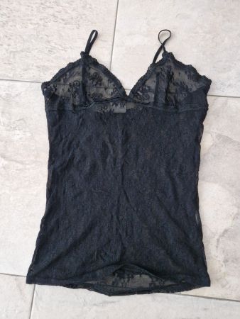 Pieces Spitzentop schwarz, Grösse S