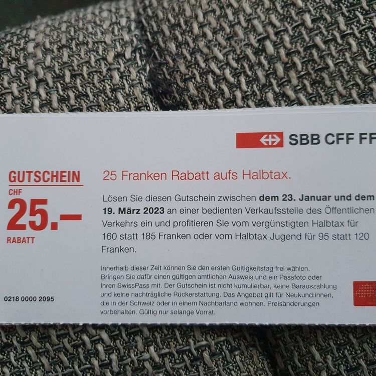 25.- Rabatt Beim Kauf Aufs SBB Halbtax Abo | Kaufen Auf Ricardo