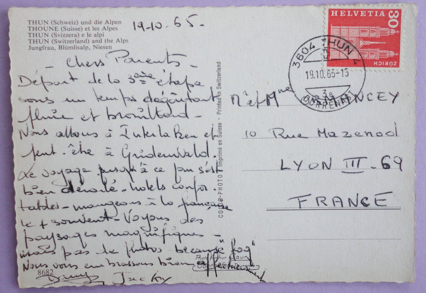 Cartoline postali: Thun und die Alpen – Usato da Fétigny venduto da Billy2miny 1