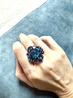 Silver topaz amethyst ring