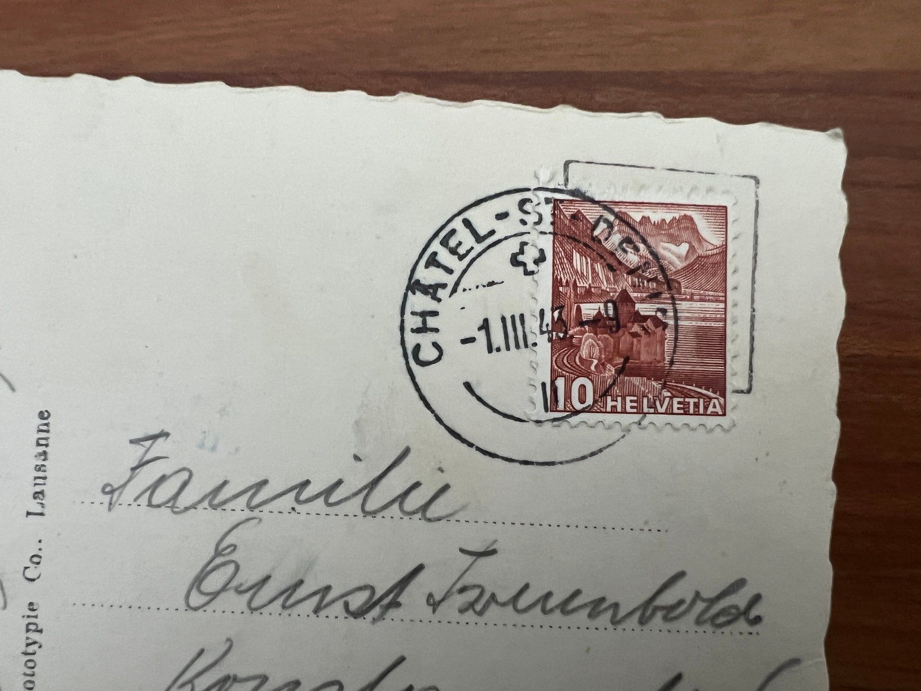 Cartoline postali: AK  1948 Chatel St. Denise      (G2187) – Usato da Hinwil venduto da Sidi4 1
