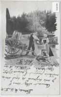 Der Milchmann kommt - Senn mit Leiterwagen und Hund 1905
