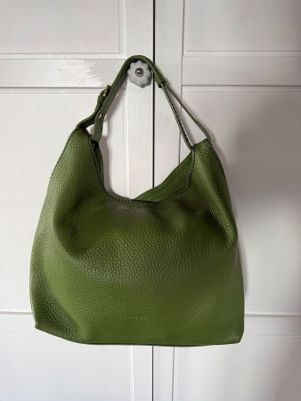 Lederhandtasche neu, olive / grün