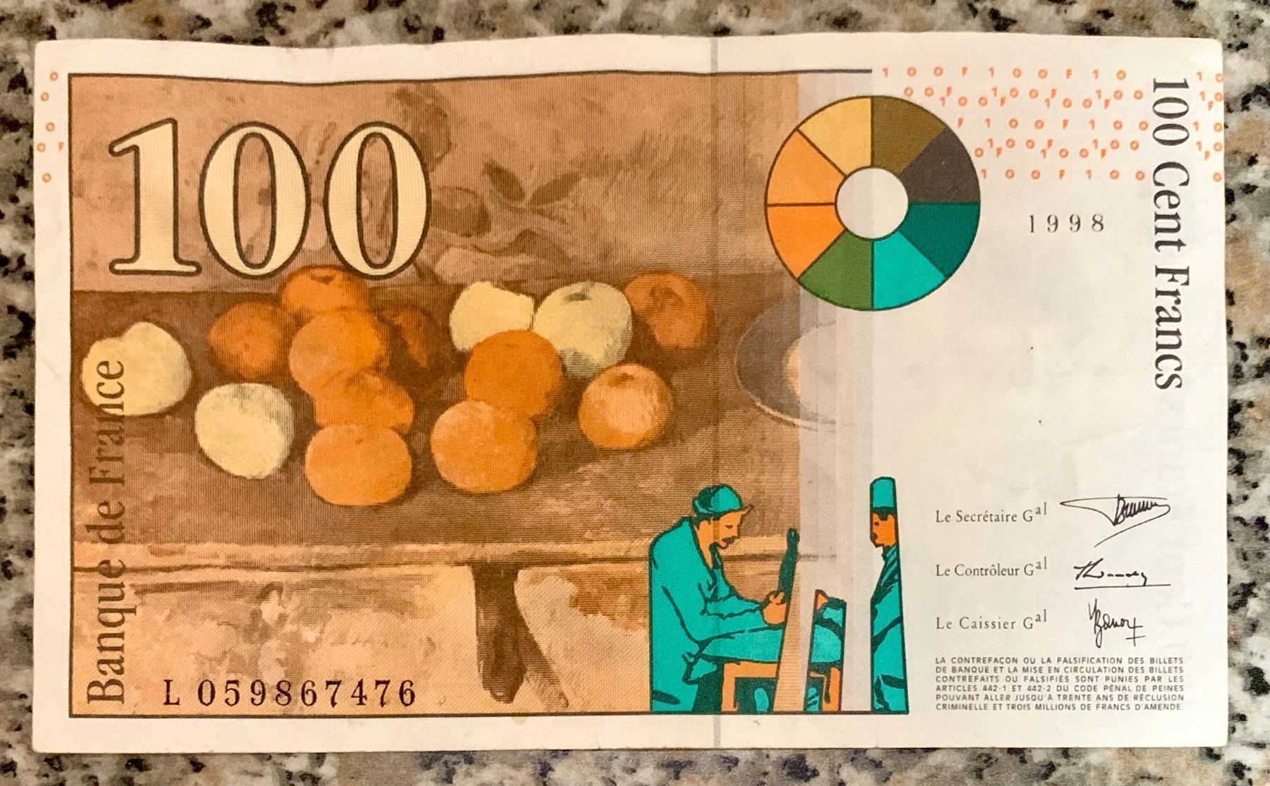 Banconote: 100 Francs Frankreich 1998!!! – Usato da Oberentfelden venduto da NunoLouro 1