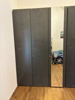 Kleiderschrank Massivholz dunkelgrau mit Spiegel