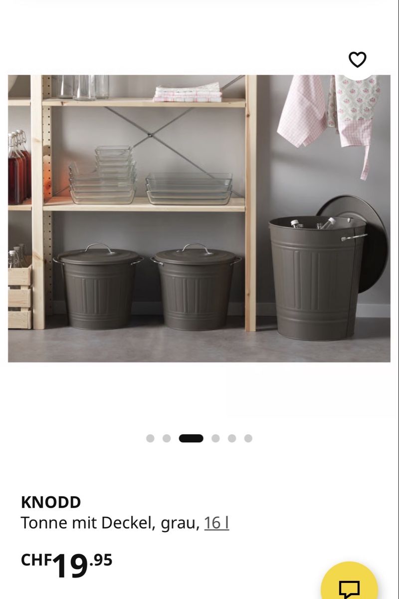 Sonstiges für Haushalt & Wohnen: IKEA KNODD Tonne mit Deckel 40L grau Metall – Gebraucht aus Heitenried von Steffundsasch 7
