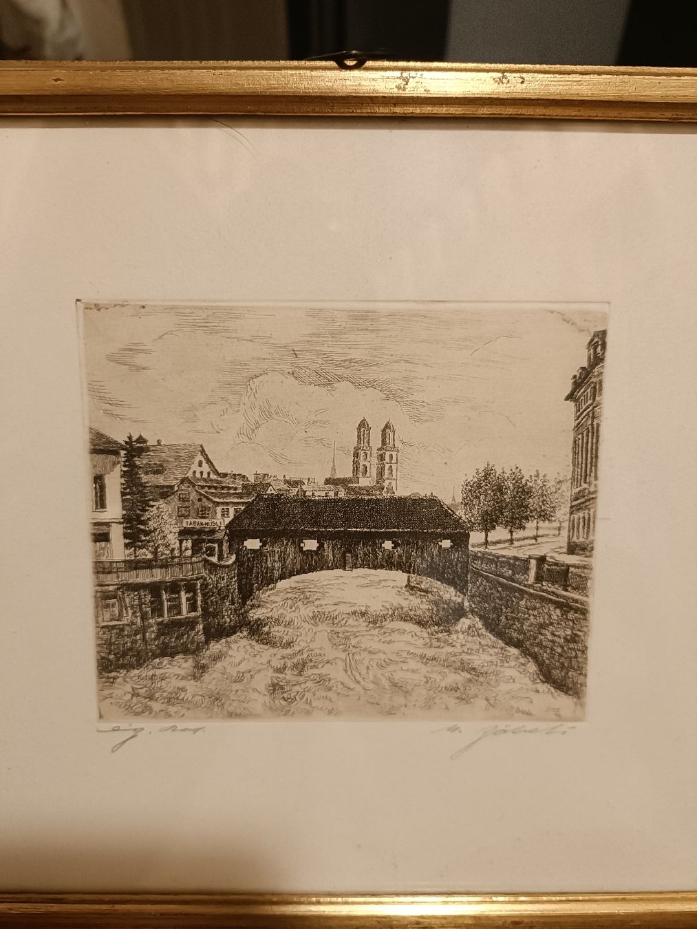 Foto & Immagini: Bild Radierung Globus Brücke – Usato da Bergdietikon venduto da Bico01