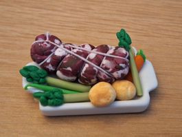 Handmade Braten mit Gemüse, Spargeln
