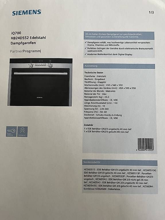 Elettrodomestici da cucina: Dampfgarofen – Usato da Egg b. Zürich venduto da Gluekler1 4