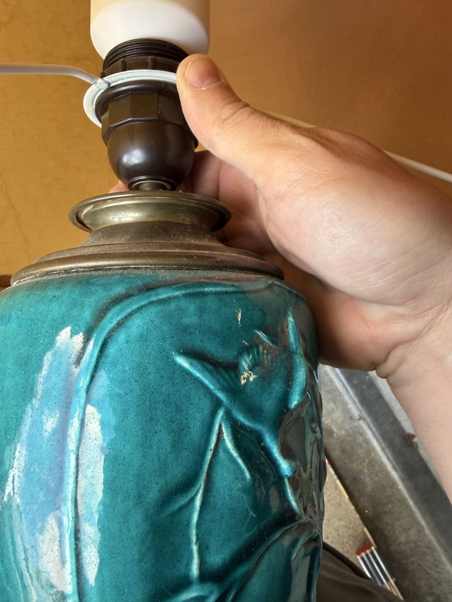 Lampade: Antike Lampe, Keramikfuss türkis – Usato da Lyss venduto da nekoreh 4