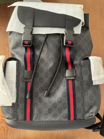Large Gg Supreme Canvas Backpack With Leather Accents
