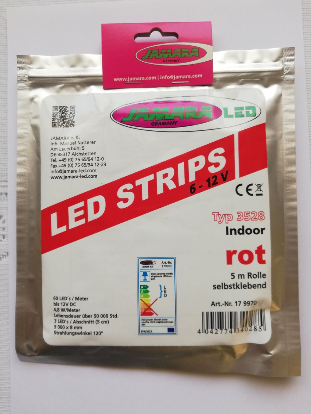 RC Modellbau: Jamara LED Strips Rot, 5m Rolle 6-12V – Neu und originalverpackt aus Flüh von AMS-Modellbau